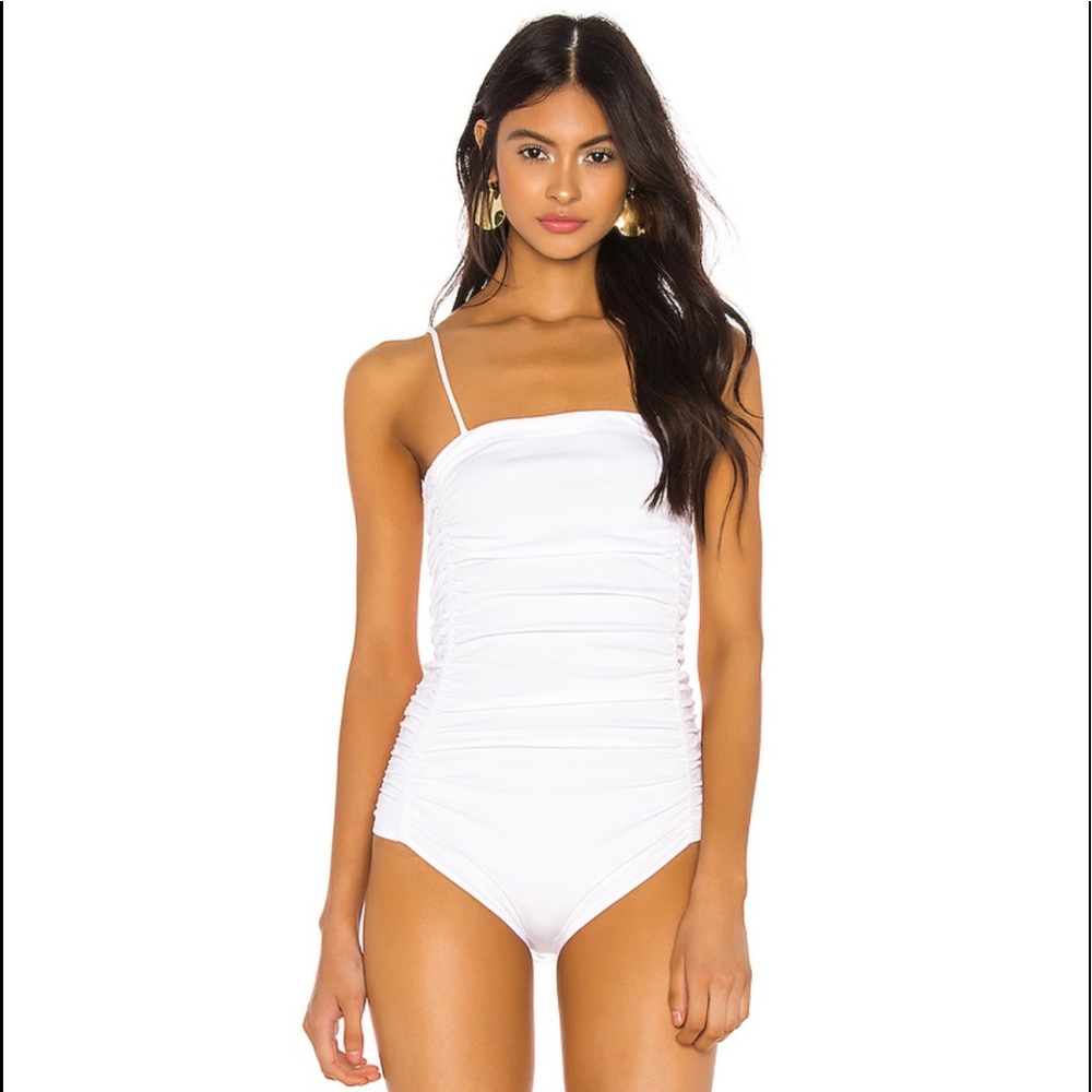 Intimately Free People Ruched rib bodysuit white